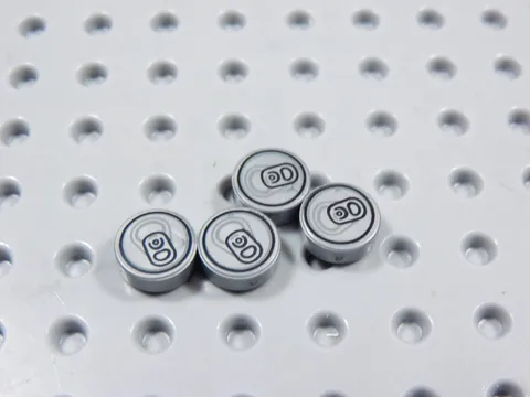 LEGO Lot of 4 Flat Silver 1x1 Round Printed Soda Lid Top Tiles Plates Minifig BG