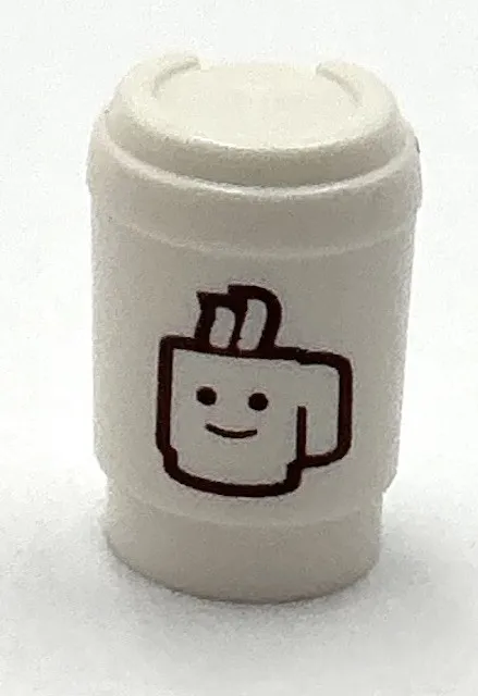 Lego New White Minifigure Utensil Cup Take Out Cup without Top Hole Smile Part