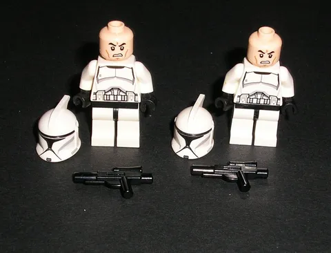2013 Lego Star Wars CLONE TROOPER (Phase 1) w/ Scowl Lot of 2 Minifigures 75000