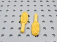 LEGO Lot of 2 Bright Yellow Orange Hair Brush Accessory Minifig BU