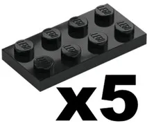 Lego Part 3020 Black Plates 2 x 4 Qty 5 BK1