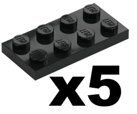 Lego Part 3020 Black Plates 2 x 4 Qty 5 BK1