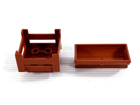 Lego Duplo Item Storage Crate & Hay Feeder Farm Brown Lot of 2 Pieces Parts