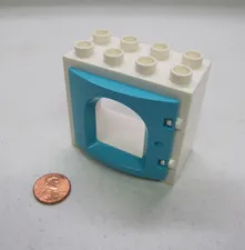Lego Duplo WHITE & AZURE BLUE CURVED DOOR WINDOW PANE DOOR Building Block 2 x 4