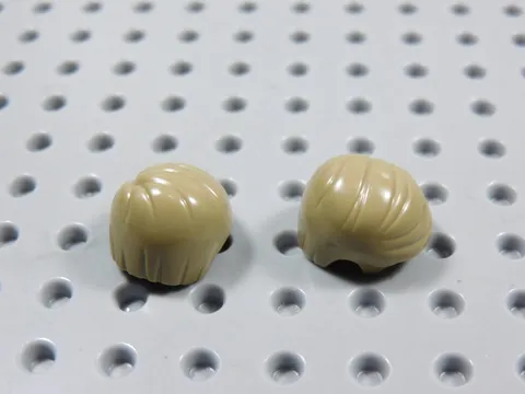 LEGO Lot of 2 Dark Tan Short Combed to Side Hair Minifig BJ