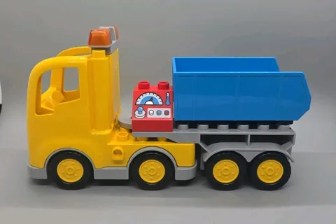 Lego Duplo Construction Dump Truck Semi Trailer Yellow Grey Blue