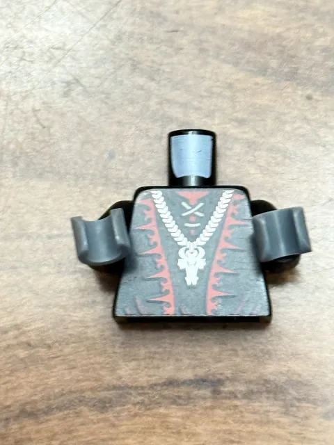 Torso Lace-up Shirt, Red Trim and Silver Dragon Head Chain 