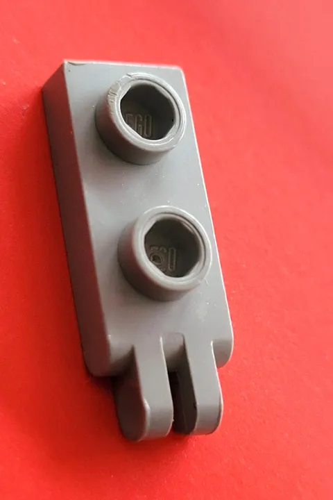 LEGO LIGHT GRAY 4276b part Hinge Plate 1x2 w/ 2 Fingers - Hollow Studs ෴  1pc