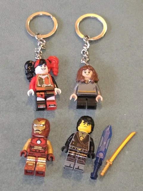 100% Authentic LEGO Minifigure Lot of 4 - Iron Man, Ninjago Cole, Harley Quinn &