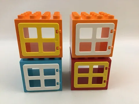 Lego Duplo Windows Red Orange Blue With Mixed Colors Set Of 4 Replacement Pieces
