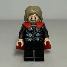 LEGO Thor Minifigure Red Cape Blonde Hair Black Outfit
