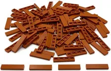Lego 100 New Dark Orange Tiles Flat Smooth 1 x 4 Parts