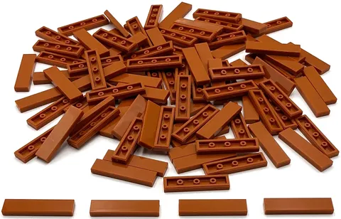 Lego 100 New Dark Orange Tiles Flat Smooth 1 x 4 Parts