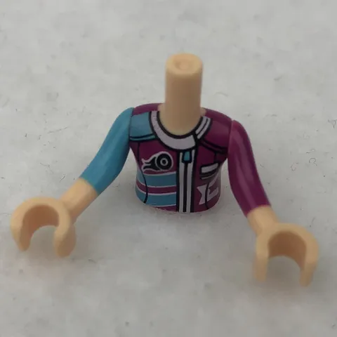 LEGO FTGpb201c01 Light Nougat Torso Mini Doll Girl Magenta & Azure Racing Jacket