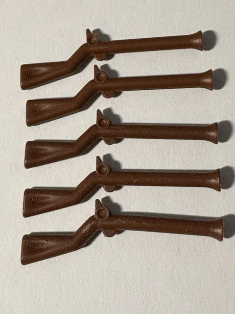 (5)LEGO Part 2561 Brown Minifigure, Weapon Gun, Flintlock Musket Pirates Vtg