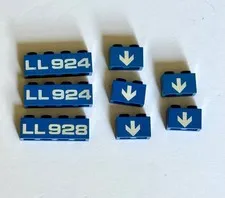Lego 3x 3010p928 Blue 1 x 5 White LL 928 Pattern Classic Space 497 928 Parts
