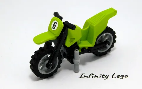 LEGO Lime No. 6 Dirt Bike Motorcycle Fairing Black Chassis Grey Rim Wheel 50860