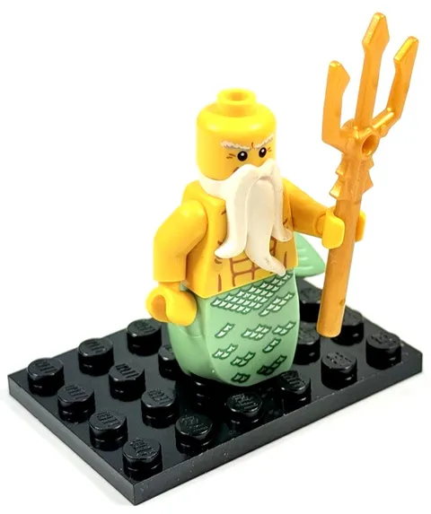 [LEGO] Series 7 Collectible *OCEAN KING* Minifigure 8831 Missing Hair Very Good