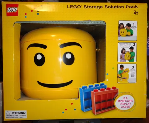 NEW RARE *LEGO STORAGE SOLUTION PACK* SORTING HEAD & 2 MINIFIGURE DISPLAY CASES