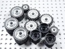 LEGO Lot of Black Tires Rims Black Light Gray Vehicle Minifig BG