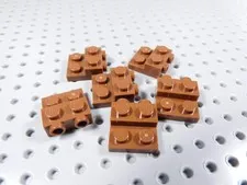 LEGO Lot of 6 Reddish Brown 2x2 Plates w/ 2 Studs on End BA