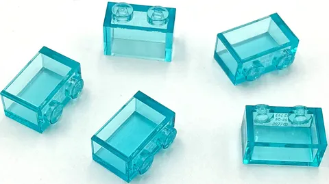 Lego 5 New Trans-Light Blue Transparent Bricks Building Blocks 1 x 2 Stud Parts