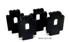 4 LEGO Vintage Black Panel 2 x 5 x 6 with Window Castle (4444) - 4 Pieces