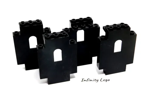 4 LEGO Vintage Black Panel 2 x 5 x 6 with Window Castle (4444) - 4 Pieces