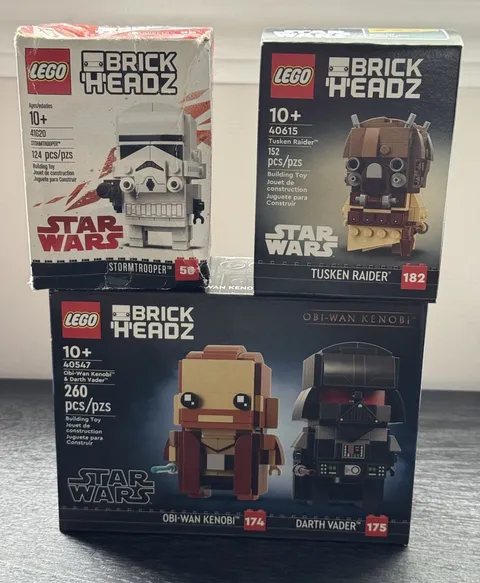 LEGO BRICKHEADZ Stormtrooper 41620 Obi-Wan Darth Vader 40547 Tusken Raider 40615