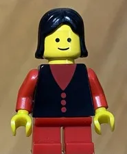 LEGO Classic Town Little Girl Minifig, Solid Syed Head, Black Vest, Snort Legs