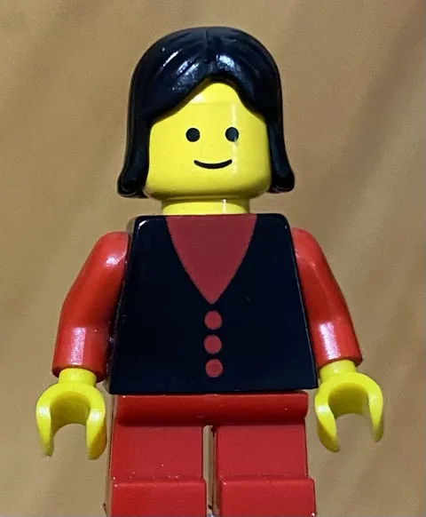 LEGO Classic Town Little Girl Minifig, Solid Syed Head, Black Vest, Snort Legs