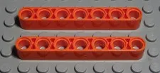 Lego Technic Perforated Beam 1x7 Dark Orange 2 Pieces