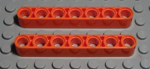 Lego Technic Perforated Beam 1x7 Dark Orange 2 Pieces