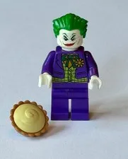 Lego DC Super Heroes Minifigure The Joker - Lime Bow Tie 10753 Batman! with  Pie