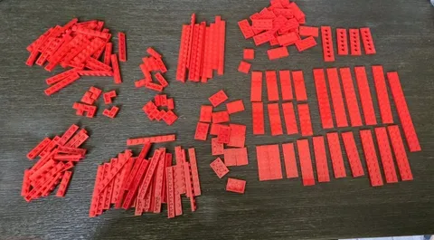 LEGO Bulk Lot 156 Red Plates 2x2 2x3 2x4 2x6 2x8 2x16 1x2 1x3 1x4