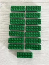 LEGO LOT GREEN 15 PCS 2X6 BRICK BUILDING PIECES