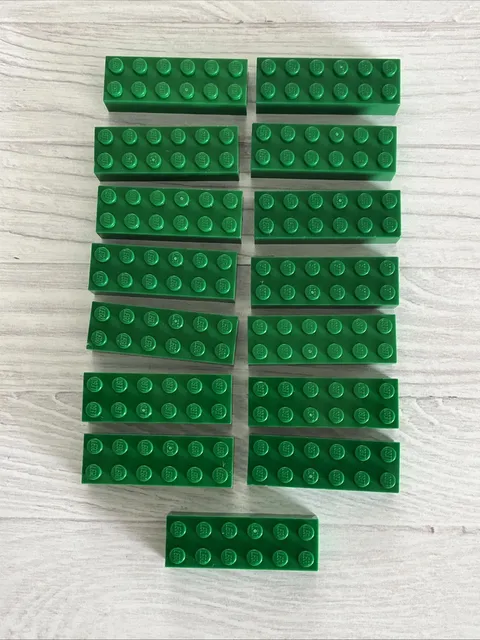 LEGO LOT GREEN 15 PCS 2X6 BRICK BUILDING PIECES