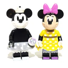 Lego Minnie Mouse Minifigures Vintage Black & White Yellow Polka Dot Dress Lot