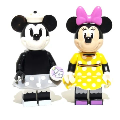 Lego Minnie Mouse Minifigures Vintage Black & White Yellow Polka Dot Dress Lot