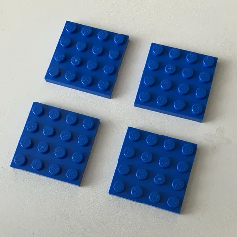 LEGO 4x NEW Pieces Plate 4x4 BLUE #3031