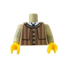 LEGO Minifigure Torso Detective Coat Jacket Agents PLAID Brown Tie Police Shirt