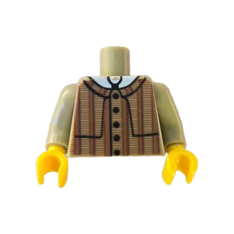 LEGO Minifigure Torso Detective Coat Jacket Agents PLAID Brown Tie Police Shirt