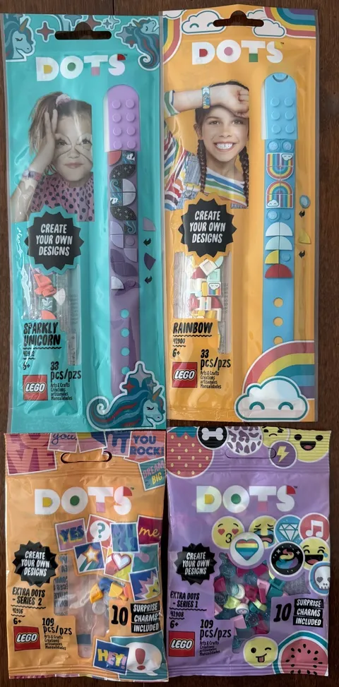 LEGO DOTS: 2 Bracelets Sparkly Unicorn & Rainbow + Series 1 & 2 Extra DOTS