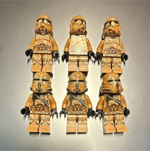 LEGO Star Wars Clone Trooper Minifigures Lot of 6 Tan Armor w/ Helmets