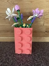 Lego Botanical Flower Vase Collectible Printed Fan Art Flower Container Coral