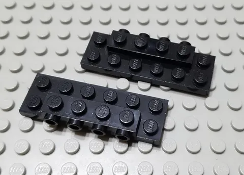 LEGO Lot of 2 Black 2x6x 2/3 Plate Pieces with 4 Side Studs