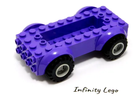LEGO Dark Purple Vehicle Base 5x10x2.5 Mudguard, Car Wheels Grey Rims (11650)