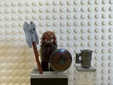 LEGO Dwarf Warrior Minifigure - Battle Axe, Shield, Mug BAM