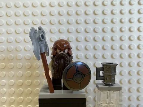 LEGO Dwarf Warrior Minifigure - Battle Axe, Shield, Mug BAM