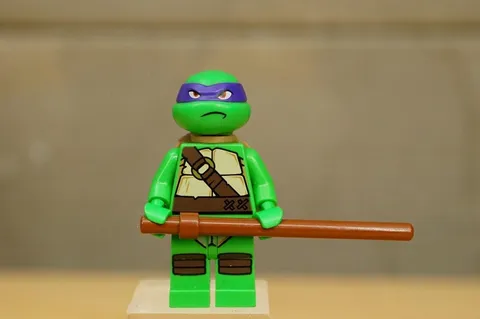 LEGO TMNT Minifigure Donatello TNT019 Frown Teenage Mutant Ninja Turtle & Staff